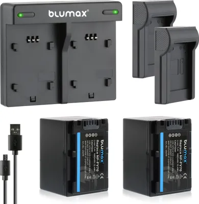 Produktbild von 2x Akku + Lader für Sony NP-FV70  FV100 FV120 DCR-SX63 SX85 HDR-CX9001680 mA