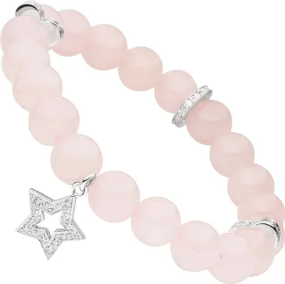 Produktbild von Armband Stern mit Rosenquarz rosa 925 Silber Zirkonia