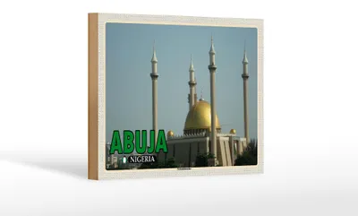 Produktbild von Holzschild Reise 18x12 cm Abuja Nigeria Nationalmoschee Dekoration