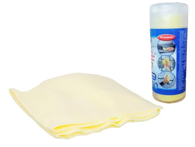 Produktbild von Super SAUGTUCH 30x30cm streifenfrei Gelb mit Behälter Poliertuch Fenstertuch Trockentuch Waschtuch Reinigungstuch für Glas Fenster Auto 52
