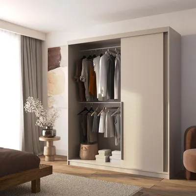 Produktbild von Kleiderschrank Kaschmir mit Schubladen Schiebetüren Garderobenschrank 180 cm ADAPTE