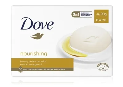 Produktbild von Dove Pflegendes Seifenstück, 4 x 90g - Feuchtigkeitsspendende Seife für Sanfte Reinigung und Pflege, 360g
