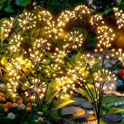 Solar-LED-Gartenleuchten, 4er-Set, Löwenzahn, IP65, 8 Modi, warmweiß