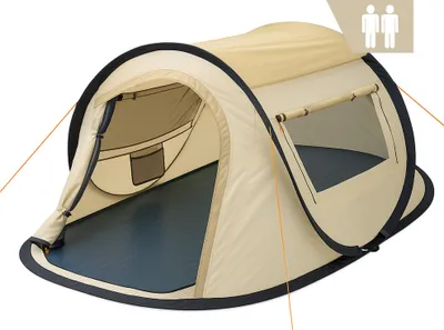 Immagine prodotto di Tenda CampFeuer Quiki per 2 persone, crema/beige, tenda in tela che si monta in 2 secondi, idrorepellente