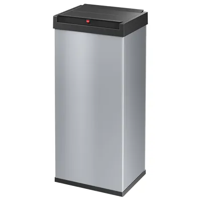 Produktbild von Hailo Big-Box Swing XL Mülleimer - 1 x 52 Liter - selbstschließender Schwingdeckel - Stahlblech - Müllbeutel-Klemmrahmen - Mülleimer Küche rechteckig - Abfalleimer Germany - silber