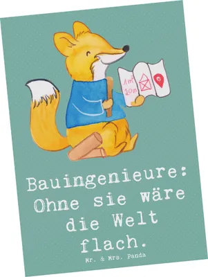 Produktbild von Mr. & Mrs. Panda Postkarte Bauingenieur Held - Meeresbrise - Geschenk, Tragwerke, Postkarten, Geschenke für Berufstätige, Grußkarte, kreative, Gebäudetechnik, Brückenbau