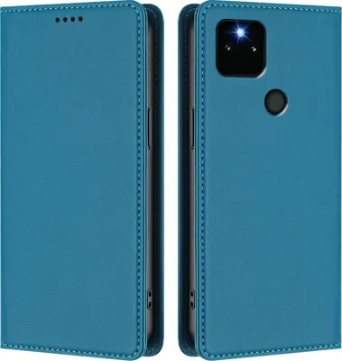 Obrázek produktu pro Kožené pouzdro pro Google Pixel 5A 5G, magnetické flipové pouzdro zPolyuretankůže se stojánkem Jezerní modrá