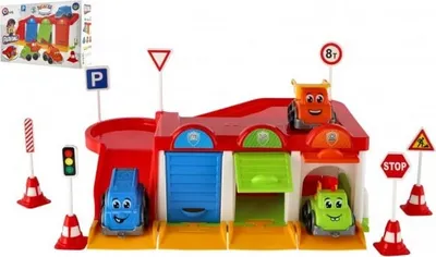 Produktbild von Garáž s autíčky 3ks + doplňky plast v krabici 38x25x14cm