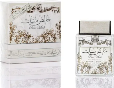 A product shot of a perfume bottle and its box, displayed side-by-side against a white background.