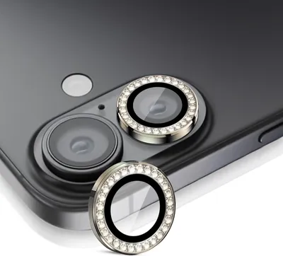 Produktbild von Kamera Linsenschutz Glas Set mit Schmucksteinen für Apple iPhone 17 Schutzglas Camera Linse Panzerfolie 9H Titan Grau