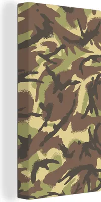 Produktbild von MuchoWow® - Leinwandbilder - Camouflage-Muster in natürlichen Farben, Wandbild, Wanddeko Bilder Wohnzimmer, 20x40 cm