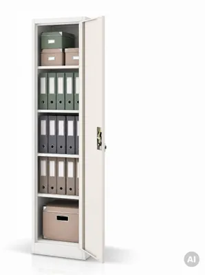 Produktbild von Büroschrank Aktenschrank Metallschrank Lagerschrank 4 Fachböden Flügeltür Pulverbeschichtung Stahlblech 185 cm x 45 cm x 40 cm Farbe: Weiß-Holzoptik