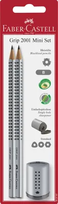 Produktbild von Faber-Castell 183797 - 2er Set Bleistifte Grip 2001 & Mini Spitzer, silver