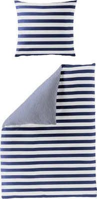 Produktbild von Bierbaum Mako-Satin Bettwäsche Set 3121-04 marine 155 x 220 cm Baumwolle