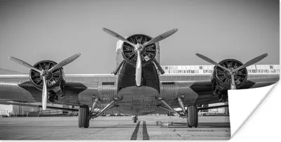 Produktbild von MuchoWow® Poster Flugzeug - Fliegen - Schwarz - Weiß 120x60 cm - Bild