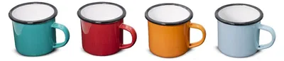 Produktbild von Omgoods – Set aus 4 Emaille-Tassen – Wiederverwendbare Trinkbecher, 350 ml