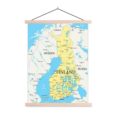 Produktbild von MuchoWow® Textilposter Vektor-Karte von Finnland 40x53 cm mit holzfarbenen Rahmen - Schlafzimmer