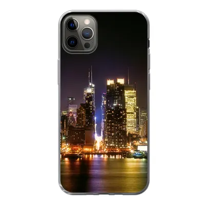 Produktbild von MuchoWow® Handyhülle Schutzhülle Hülle für iPhone 12 Pro Max New York - Skyline - Farben Silikon Softcase Handy Hülle - Hartschale