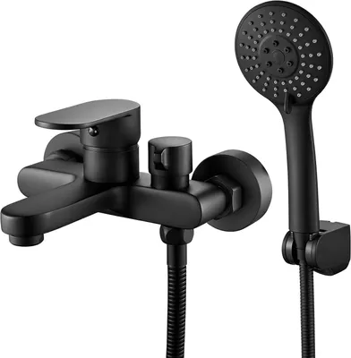 Produktbild von Badewannenarmatur, Wannenarmatur, Duscharmatur Set, Duschset Wasserhahn Badewanne, Duschkopf 3 Funktionen, Wandmontage Einhebel Wasserhahn