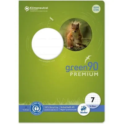 Obrázek produktu pro Ursus Green 040780007 Heft - LIN7, A5, 16 Blatt, 90 g/qm, 7 mm kariert