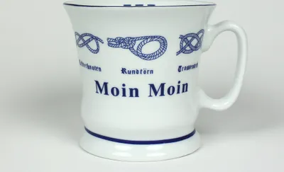 Produktbild von Moin Moin mit Seemannsknoten hoch Kaffeebecher Kaffeetasse Kaffee Pott