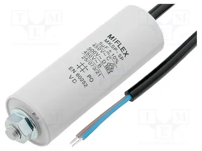 Produktbild von 1x Kondensator: für Motoren, Betrieb 8uF 450V Ø35x65mm -25÷70°C I15KV580K-D Konde