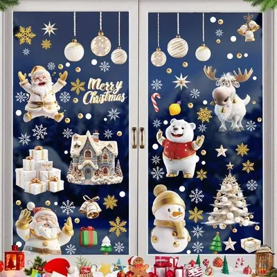 Immagine prodotto di Adesivi natalizi per la casa, 9 fogli, decorazioni natalizie fai da te, Babbo Natale per decorazioni natalizie