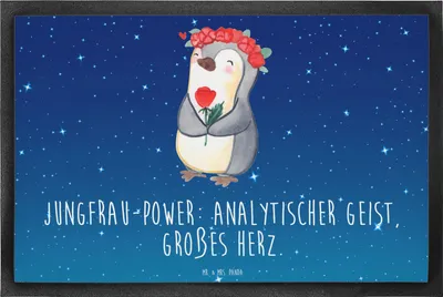 Produktbild von Mr. & Mrs. Panda Gummimatte Jungfrau Astrologie 40 x 60 cm - Sternenhimmel Blau - Geschenk, Fussmatte, teppichmatte, fußmatte, Sternzeichen, Schmutzfangmatte