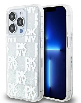 Produktbild von DKNY DKHCP15LLCPEPT iPhone 15 Pro 6.1 weiß/weiß Hartschalenetui mit Flüssigglitzer und Multilogo