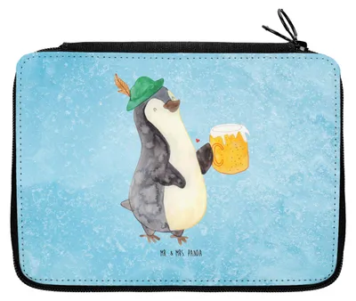 Produktbild von Mr. & Mrs. Panda Bleistiftetui Pinguin Bier - Eisblau - Geschenk, Schlampermäppchen, Etui, Federtasche, Feierabend, Federmappe, , Beschwippst, Mäppchen