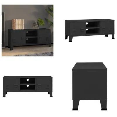 Image de vidaXL Meuble TV style industriel noir 105x35x42 cm métal - Meuble TV - Meubles TV - Supports TV - Table TV