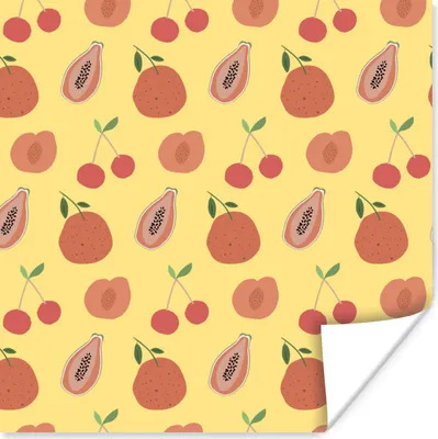 Produktbild von MuchoWow® Poster Obst - Abstrakt - Muster 100x100 cm - Babyzimmer