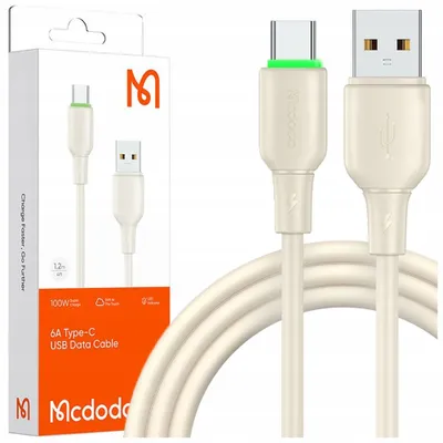 Image de Mcdodo Usb-C Fast Charging Cable For Samsung Xiaomi Type C 6A 100W 1M Led Beige