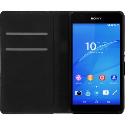 Produktbild von PhoneNatic Kunst-Lederhülle kompatibel mit Sony Xperia E4g - Book-Case schwarz Cover