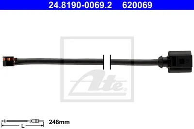 Produktbild von ATE 24.8190-0069.2 Warnkontakt Bremsbelagverschleiß 248mm Vorne für PORSCHE 911 Coupe (992) 911 (991) BOXSTER (981) 911 Cabrio (992) 911 Cabriolet