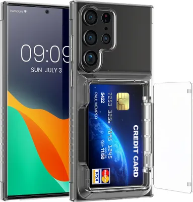 Produktbild von kwmobile Hülle kompatibel mit Samsung Galaxy S23 Ultra Hülle - Handyhülle mit Kartenfach - Kunststoff Hard Case in Transparent