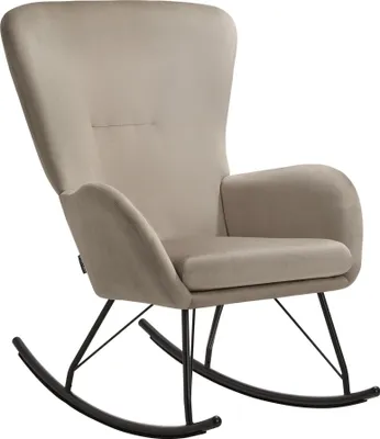 Image de Fauteuil à bascule SWING avec patins en acier et rembourrage épais - noir/taupe