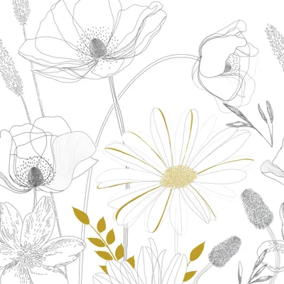 Produktbild von Fototapete Floral M1-No.11627 | Vliestapete Pflanzen | Weiß | Schwarz | Wohnzimmer | Schlafzimmer