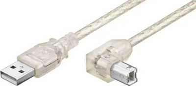 Produktbild von Goobay 93578 USB 2.0 Hi-Speed Kabel 90°, Transparent, 3 m - USB 2.0-Stecker (Typ A) > USB 2.0-Stecker (Typ B) 90°