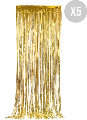 Produktbild von Vorhang-Set glitzernd Silvester-Deko 5 Stück gold 90x244cm - Einheitsgröße