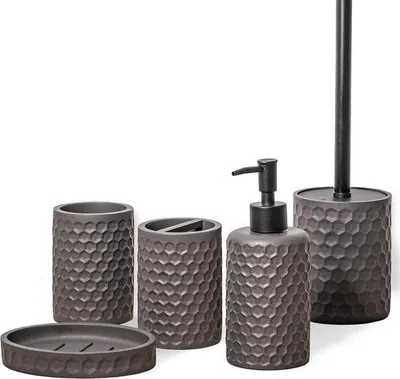 Imagen del producto de Conjunto de accesorios para baño: diseño elegante y práctico, compuesto por 5 piezas, con acabado vintage