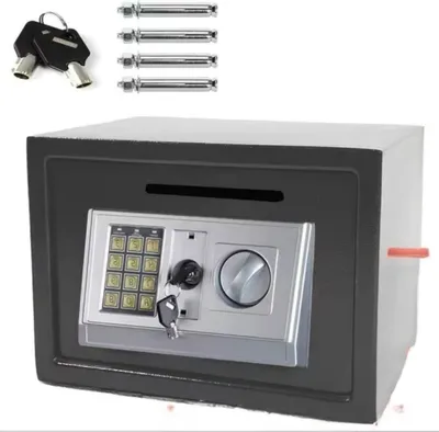 Produktbild von Digitale Stahl-Safe Tavien – 16L – Elektronisches Schloss – Geld- und Wertschutz für Büro & Zuhause – 2 Fächer mit 2 Schlüsseln