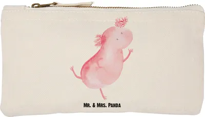 Produktbild von Mr. & Mrs. Panda Schminktasche Axolotl Tanzen Größe S Klein - Weiß - Geschenk, Sterne, Freudig, Verrückt, Stoffbeutel, Freundin, Kulturbeutel, gut Gelaunt, Kulturtasche
