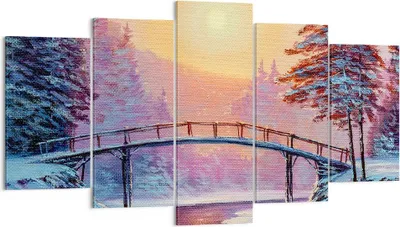 Produktbild von Bild auf Leinwand - Leinwandbild - Park Winter Brücke - 160x85cm - Wand Bild - Wanddeko - Leinwanddruck - Bilder - Kunstdruck - Wanddekoration - Leinwand bilder - Wandkunst - EA160x85-3988