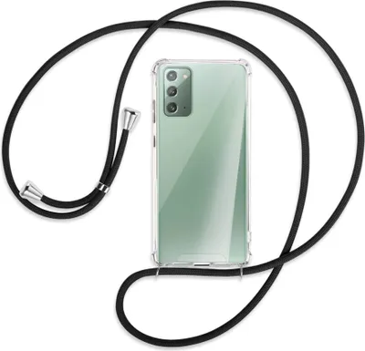 Produktbild von Handykette Backcover-Schutzhülle mit Band (Metall silberfarben) für Samsung Galaxy Note20 4G/5G (N980,N981) - schwarz
