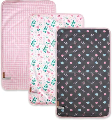 Produktbild von Wickelauflage 40 x 70 cm, 3er-Set, wasserdicht, maschinenwaschbar, für unterwegs, rosa