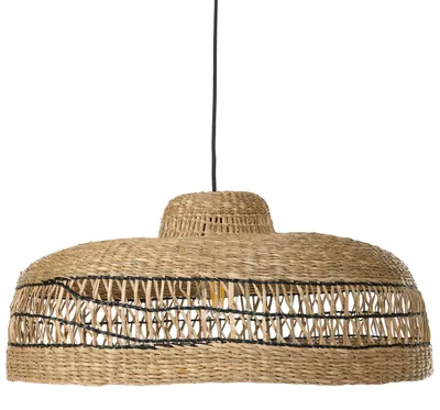 Produktbild von BELIANI Hängelampe Naturfarben Seegras Geflochten 1-Flammig Rund Glockenform Boho Design Hängeleuchte für Esstisch Esszimmer Wohnzimmer Schlafzimmer