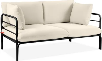 Obrázek produktu pro KONSIMO ZAHRADNÍ Pohovka pro 2 osoby s polštáři "RAMBE", Antracitová/Krémově bílá, Ocel/Polyester/Pěna, LOFT, 150x80x80 cm