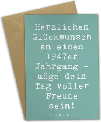 Produktbild von Mr. & Mrs. Panda Grußkarte Spruch 1947 Geburtstag - Meeresbrise - Geschenk, Jahrgang, einladungskarten, weihnachtskarten, Geburtsjahr, glückwunschkarten, Glückwünsche