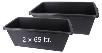 Produktbild von 2 Stück Mörtelwanne 65L Profi-Line | Mörtelkasten 65 Liter | aus robustem flexiblen Kunststoff | 30,5x80x40cm |  Germany
